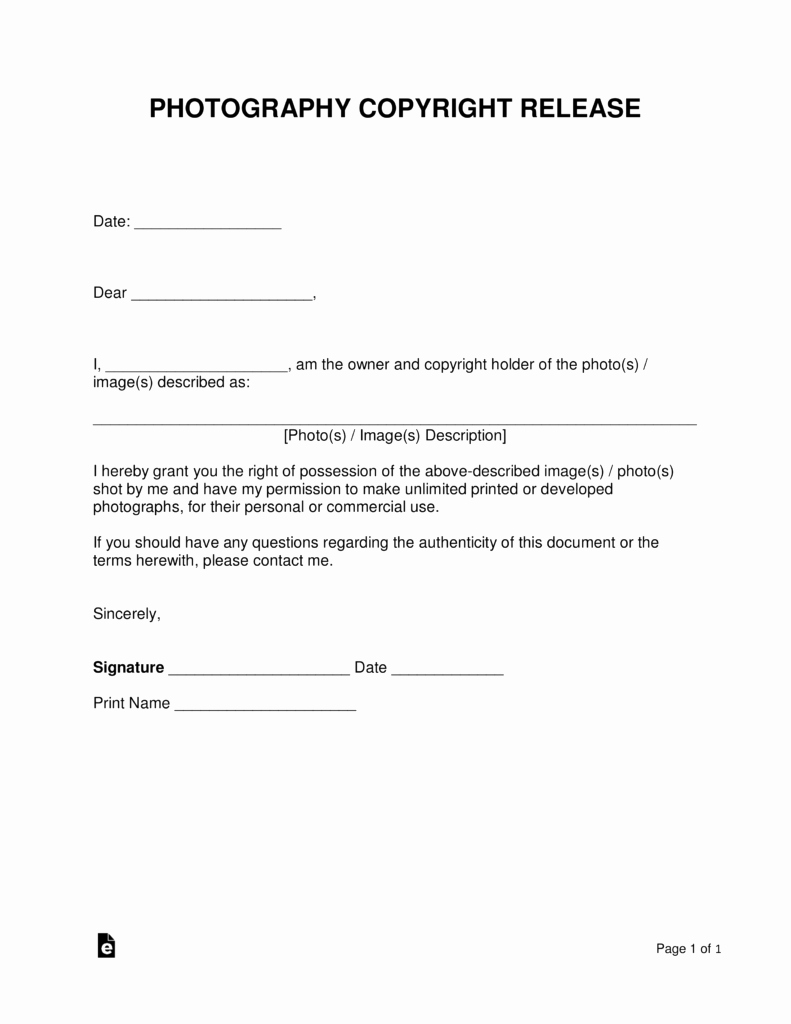 Free Printable Print Release form Unique Free Copyright Release form Word Pdf