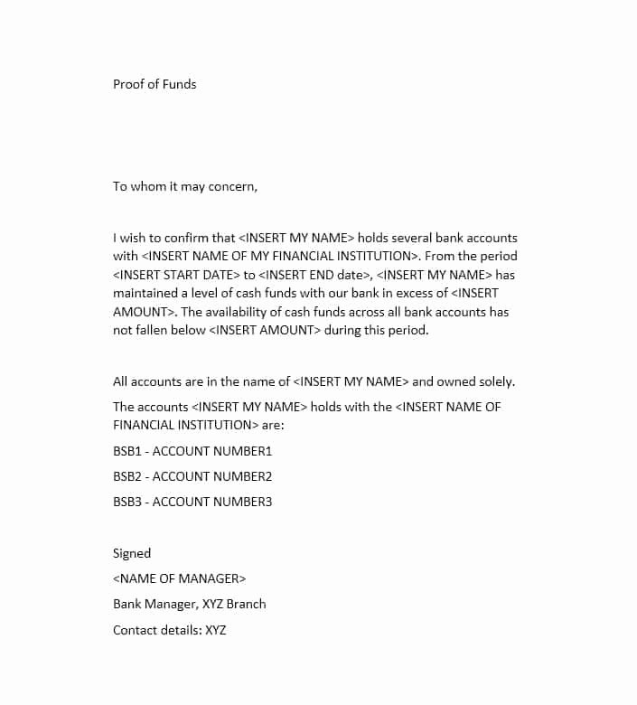 Free Proof Of Funds Awesome 25 Best Proof Of Funds Letter Templates Template Lab