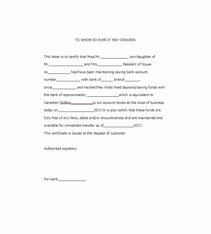 Free Proof Of Funds Best Of 25 Best Proof Of Funds Letter Templates Template Lab