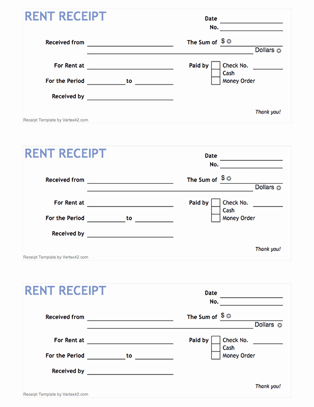 Free Rent Receipt Template Pdf Elegant Free Printable Rent Receipt form Pdf From Vertex42