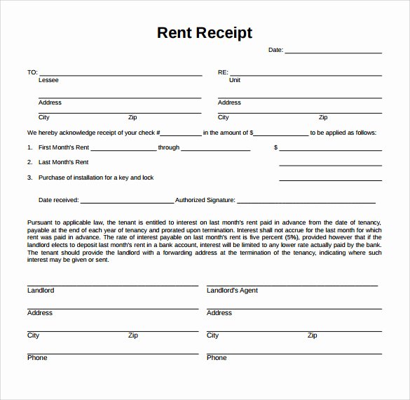 Free Rent Receipt Template Pdf Luxury 8 Rent Receipt form Templates Download for Free