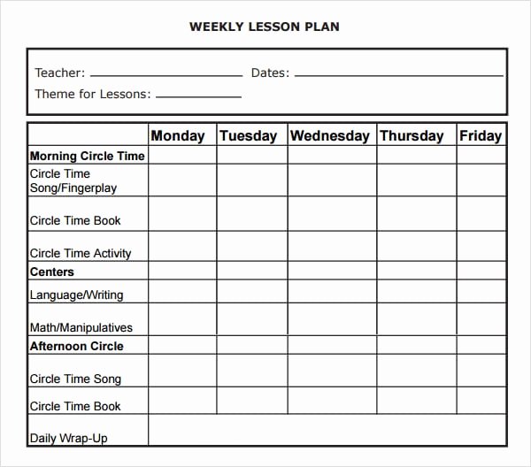 Free Weekly Lesson Plan Template Inspirational 5 Free Lesson Plan Templates Excel Pdf formats