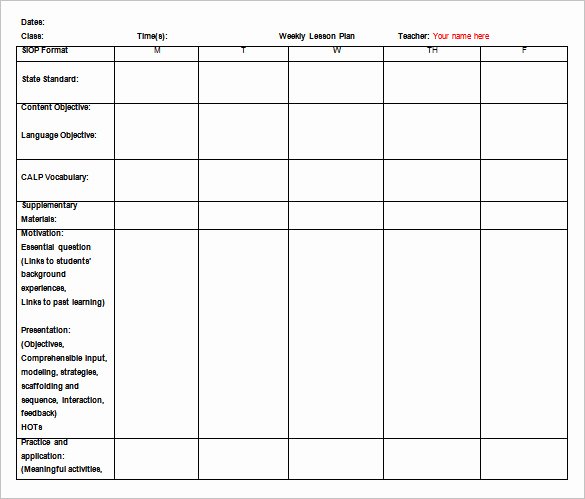 Free Weekly Lesson Plan Template New 25 Plan Template Word Excel Pdf