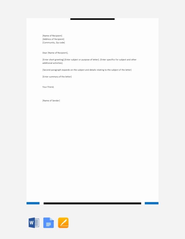 Friendly Letter format Pdf Awesome 49 Friendly Letter Templates Pdf Doc