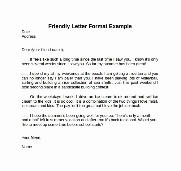 Friendly Letter format Pdf Elegant Friendly Letter format Pdf