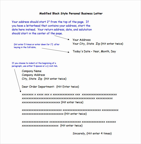 Friendly Letter format Pdf New 7 Personal Business Letter format Samples