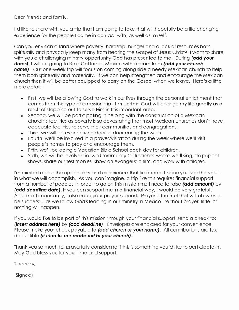 Fundraising Letters for Mission Trips Fresh Mission Trip Fundraising Letter Template Download