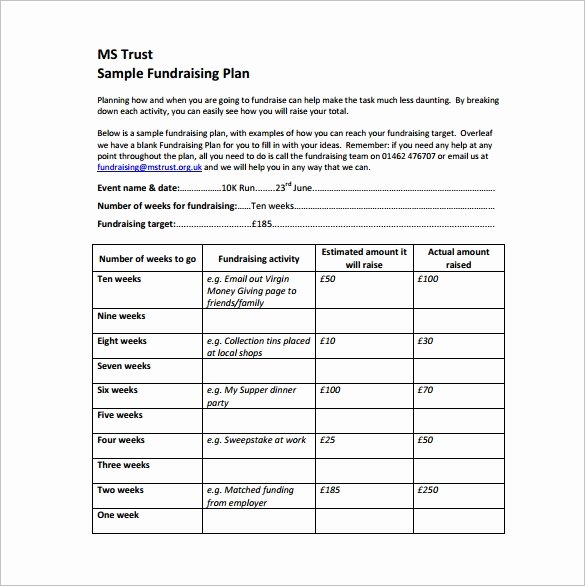 Fundraising Plan Template Excel Beautiful Fundraising Plan Template – 7 Free Word Pdf Documents