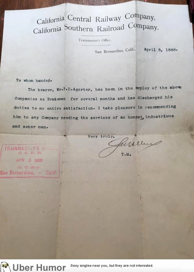 Funny Letter Of Recommendation Fresh Pretty Interesting A Reference Letter From 1888