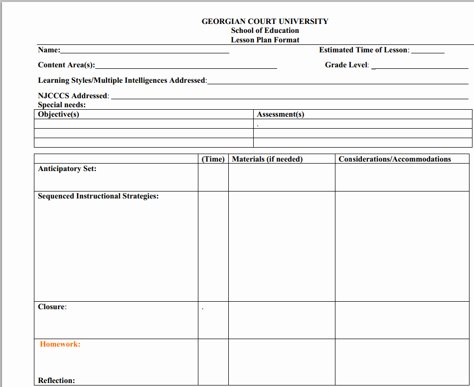 Gcu Lesson Plan Template Beautiful Sample Lesson Plan formats for Collaboration