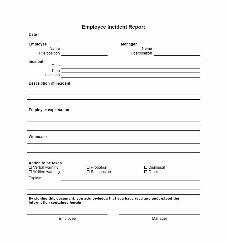 Generic Incident Report Template Unique 60 Incident Report Template [employee Police Generic]