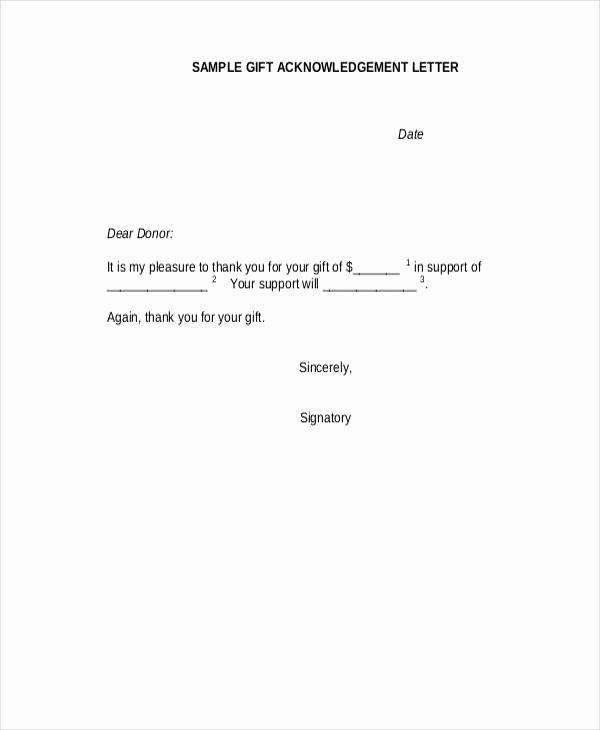 Gift Money Letter Template Unique Gift Acknowledgement Letter Templates 5 Free Word Pdf