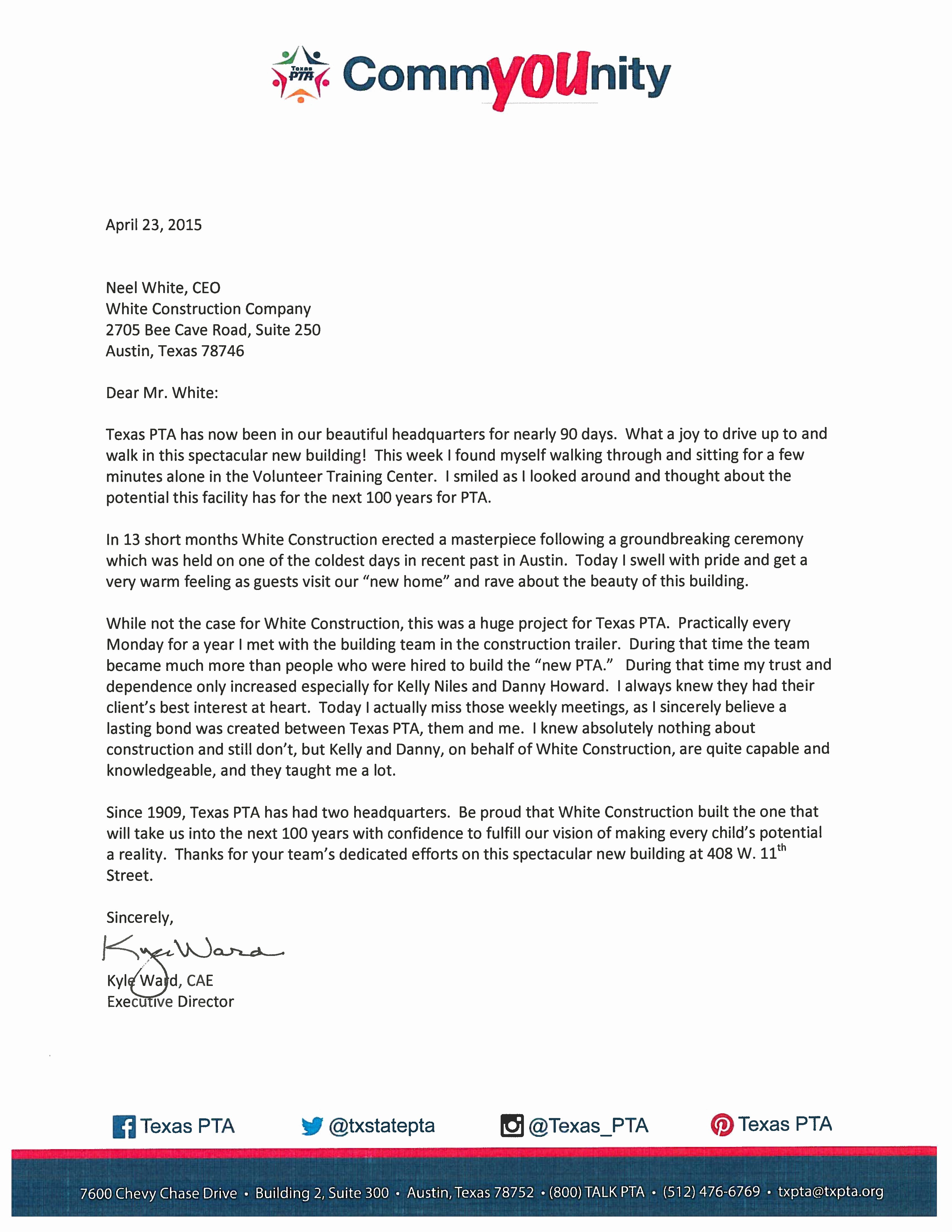 Glowing Letter Of Recommendation Elegant Glowing Endorsement From Texas Pta Executive Director