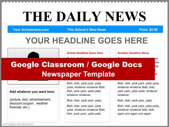 Google Drive Lesson Plan Template Luxury Google Classroom Newspaper Template Blue