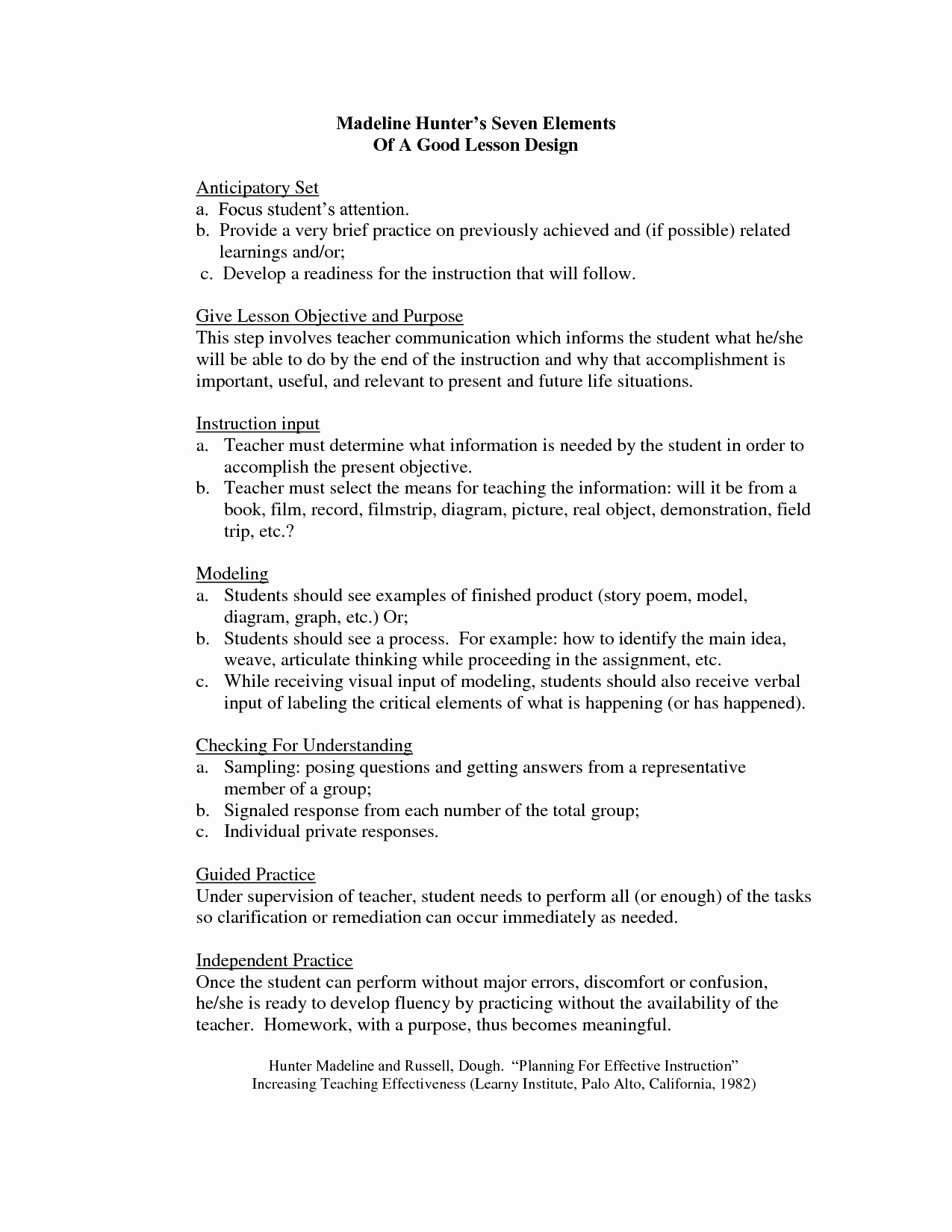 Google Lesson Plan Template Best Of Madeline Hunter Lesson Plan format Template Google