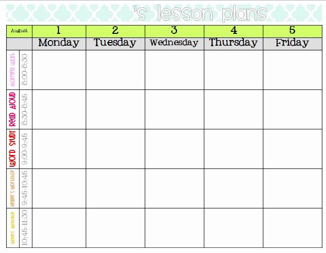Google Lesson Plan Template New Weekly Lesson Plan Template Google Search