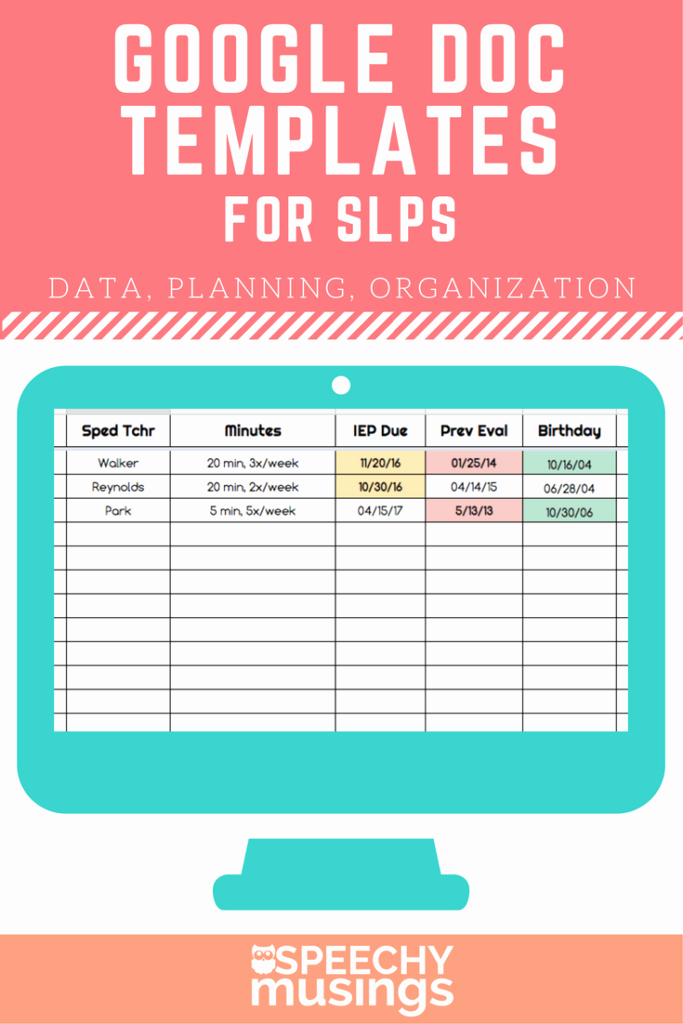 Google Sheets Lesson Plan Template Fresh Google Sheets Templates for Slps organization Data