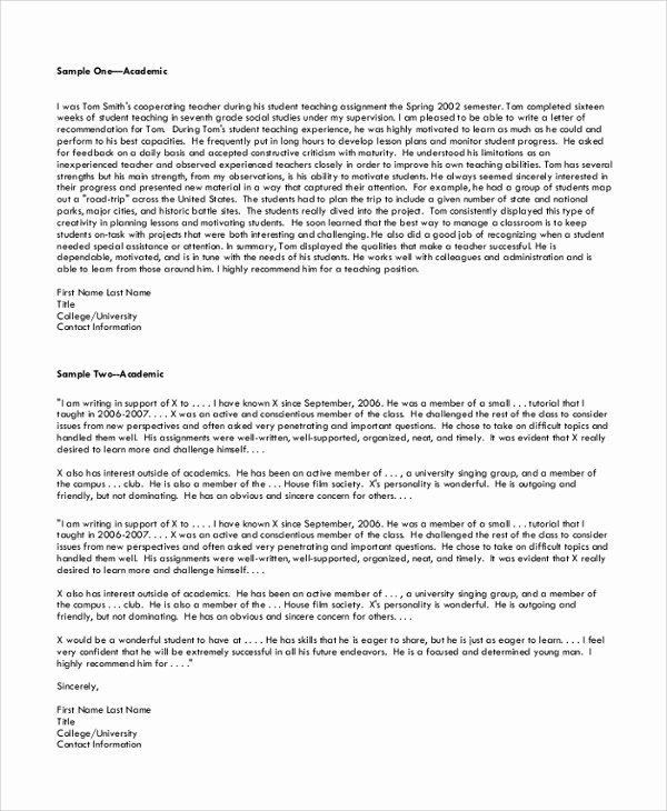 Grad School Letter Of Recommendation Awesome 44 Sample Letters Of Re Mendation for Graduate School