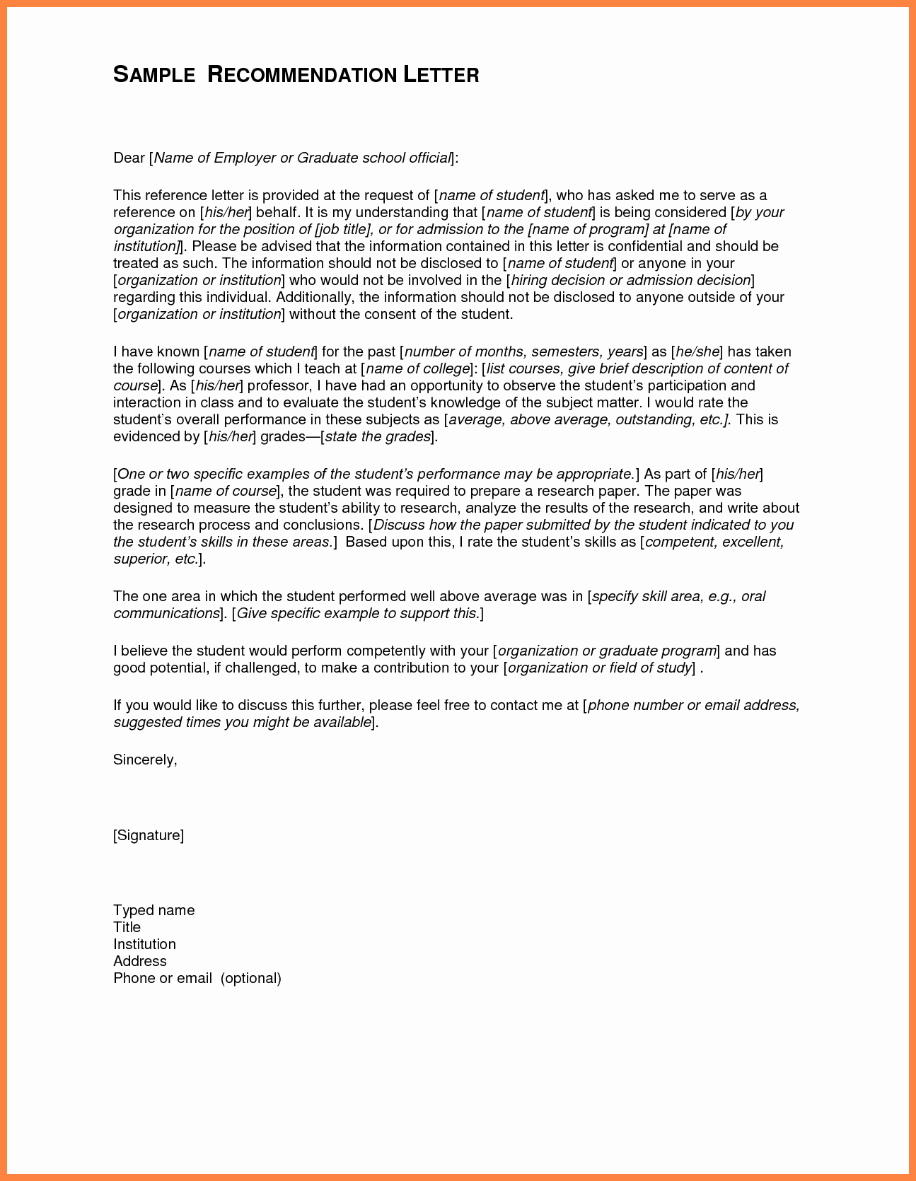 Grad School Letter Of Recommendation Awesome 6 Letter Of Re Mendation Graduate School