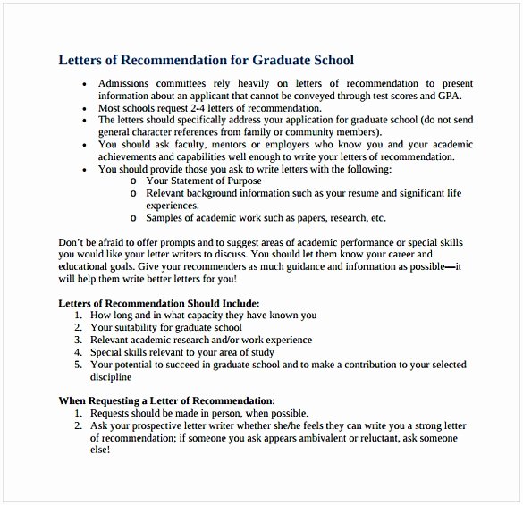 Grad School Letter Of Recommendation Elegant Sample Letter Of Re Mendation for Graduate School From