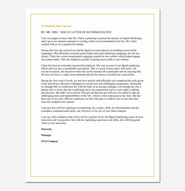 Grad School Letter Of Recommendation Lovely Letter Of Re Mendation for A Graduate School 5 Sample