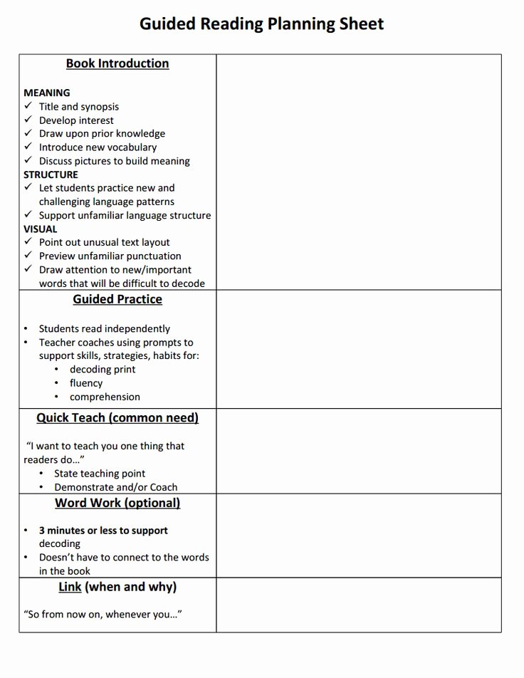 Guided Math Lesson Plan Template Unique Guided Reading Lesson Plan Example Kindergarten Guided