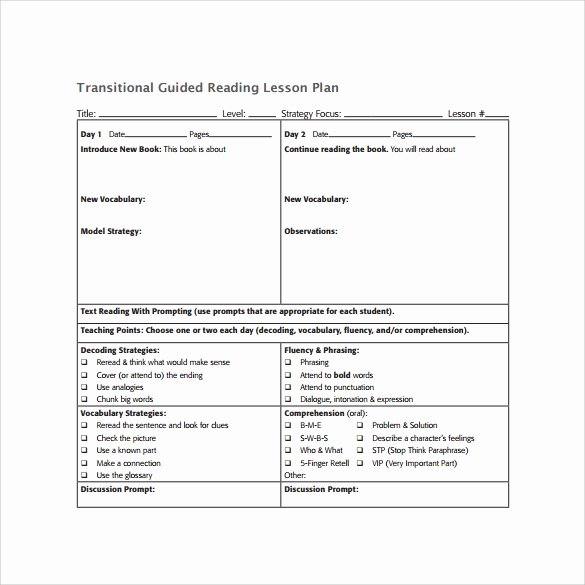 Guided Reading Lesson Plan Template Inspirational 10 Sample Guided Reading Lesson Plans