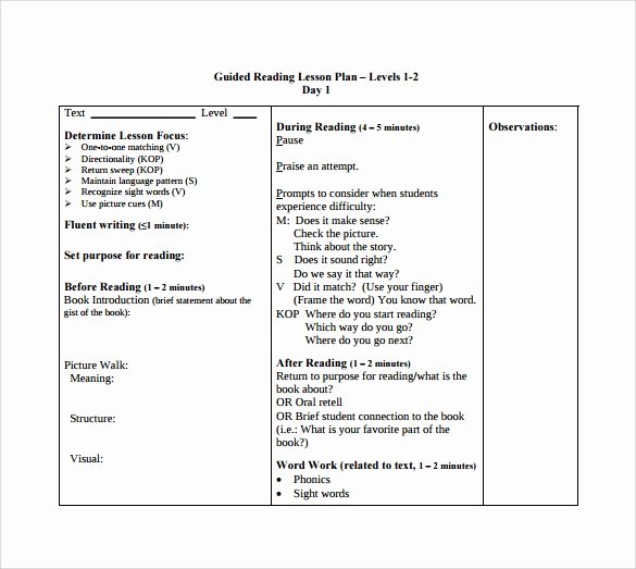 Guided Reading Lesson Plan Template Lovely 10 Sample Guided Reading Lesson Plans