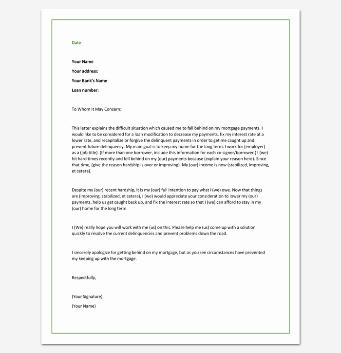 Hardship Letter Template for Loan Modification Request Elegant Hardship Letter Template 10 for Word Pdf format