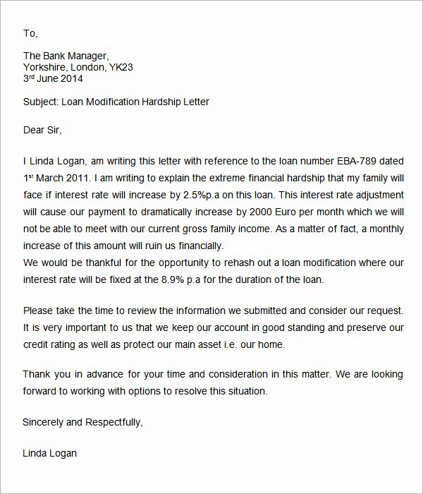 Hardship Letter Template for Loan Modification Request Lovely Hardship Letter 7 Free Doc Download