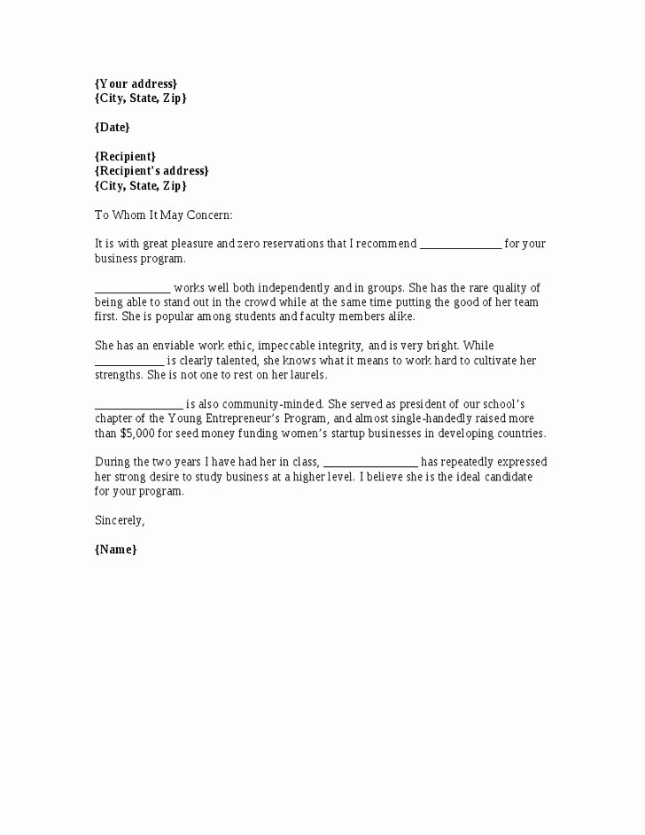Harvard Mba Recommendation Letter Elegant Business Letter for School