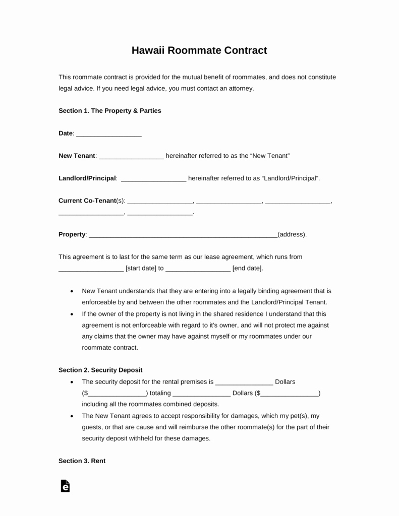 Hawaii Rental Agreement Fillable Best Of Free Hawaii Roommate Room Rental Agreement form Pdf