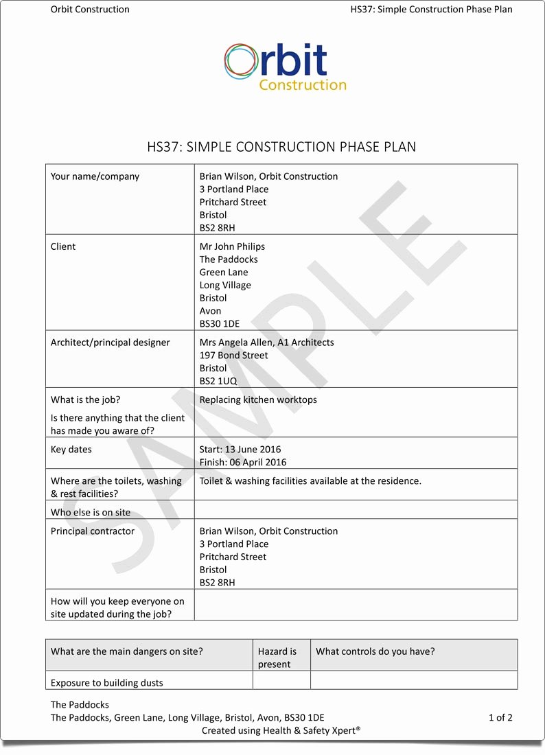 Health and Safety Plan Template Fresh Health &amp; Safety Xpert