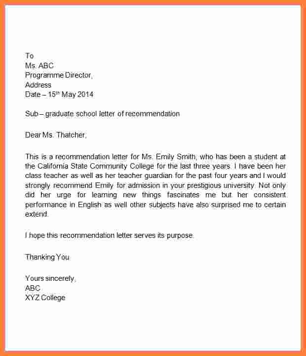 High School Student Recommendation Letter Fresh 10 Letter Of Re Mendation for High School Student