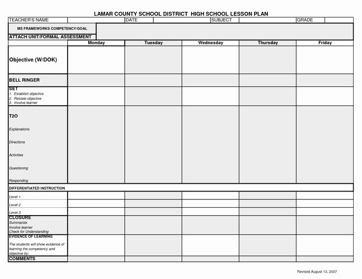 High Scope Lesson Plan Template Best Of Lcsd High School Lesson Plan Template