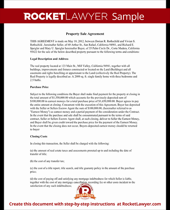 Home Buyout Agreement Template Awesome Property Sale Agreement Property Sale Contract form