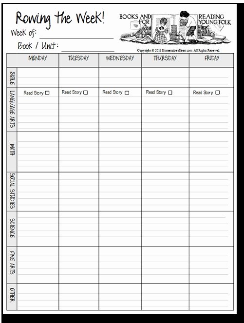 Homeschool Lesson Plan Template Elegant Five In A Row Planning Page He Printables