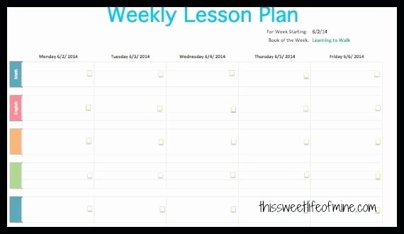 Homeschool Lesson Plan Template Excel Fresh Blank Preschool Weekly Lesson Plan Template My Printable