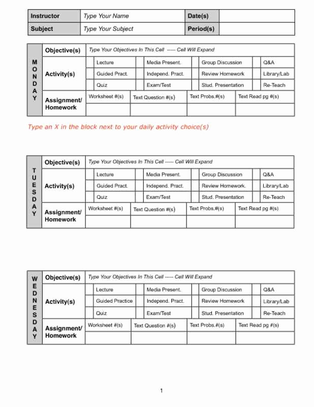 Homeschool Lesson Plan Template Excel Inspirational 12 Best Of Excel Homeschool Lesson Plan Template