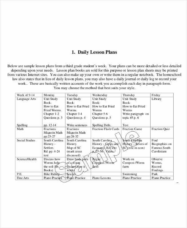 Homeschool Lesson Plan Template Inspirational 40 Lesson Plan Templates