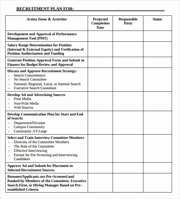 Human Resources Strategic Plan Template New 8 Recruitment Plan Templates Download for Free