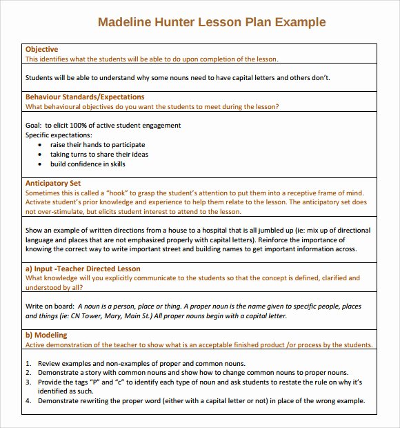 Hunter Lesson Plan Template Inspirational 12 Sample Madeline Hunter Lesson Plans