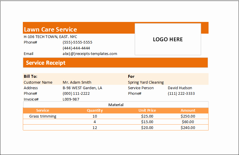 I Need A Receipt New Ms Excel Handyman Receipt Template