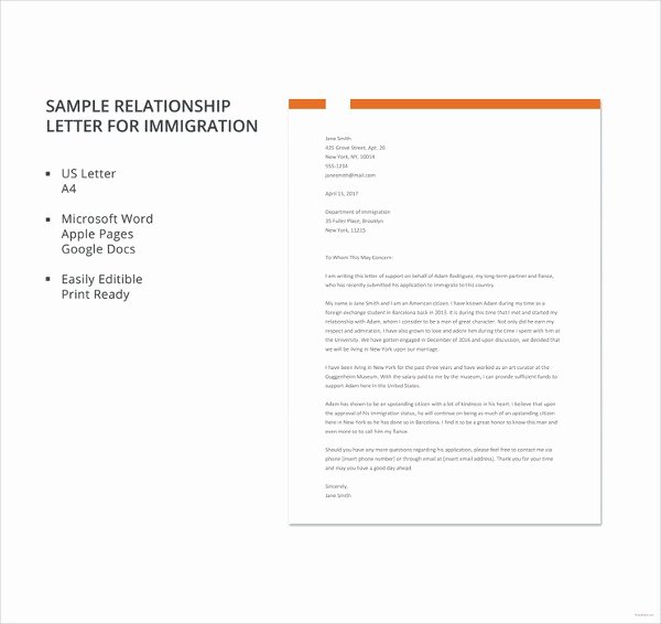 Immigration Letter Of Recommendation Sample New Letter Re Mendation for Immigration