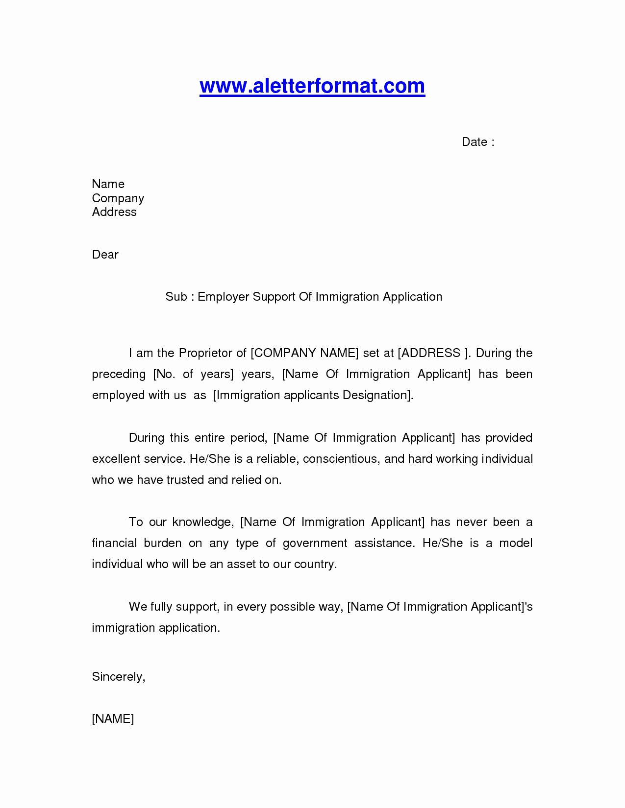 Immigration Letter Of Recommendation Sample Unique Immigration Letter Sample