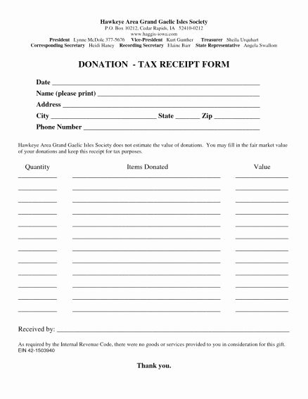 In Kind Donation Receipt Template New Recipe forms