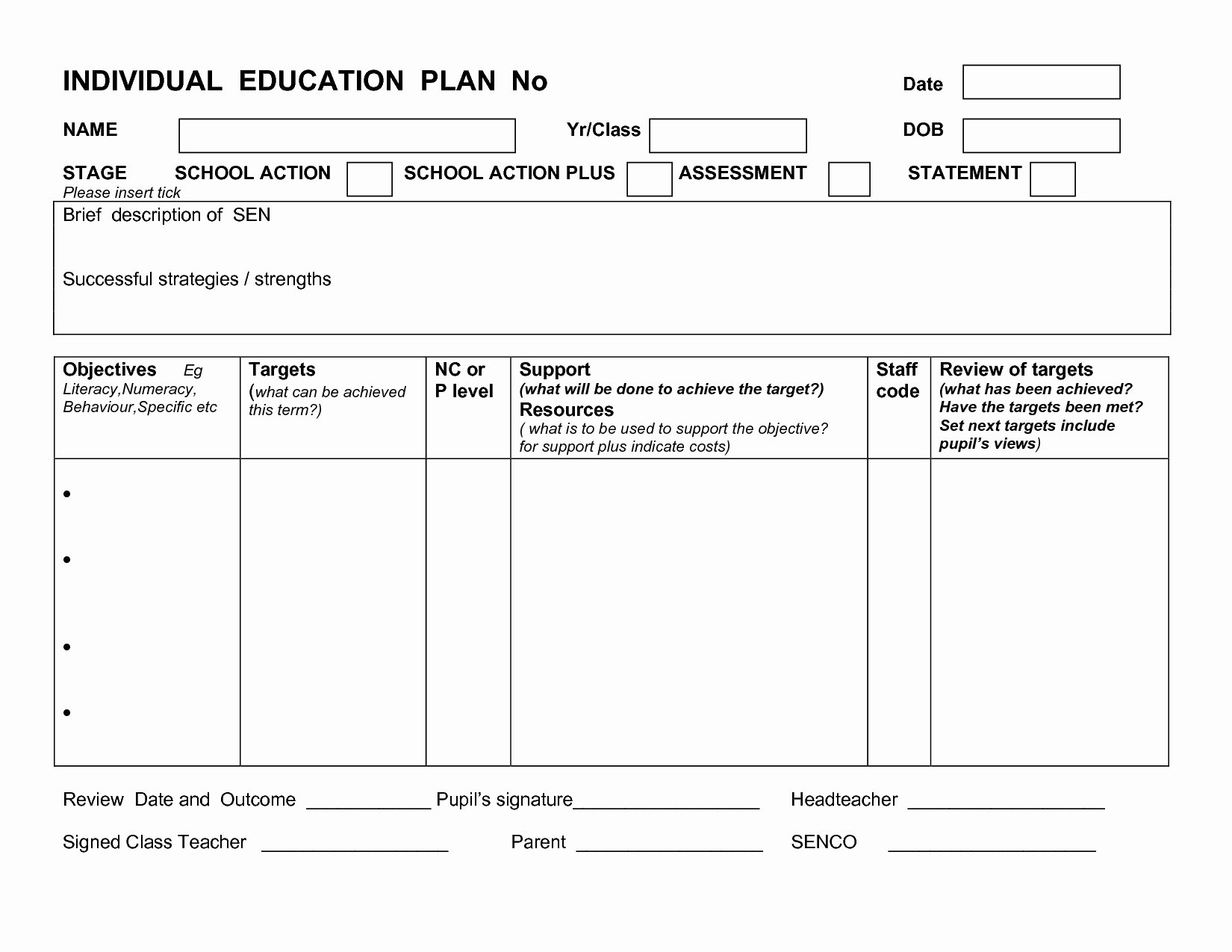 Individual Education Plan Template Fresh Individual Learning Plan