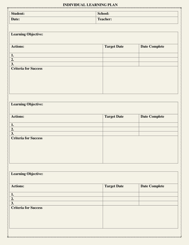 individual learning plan template