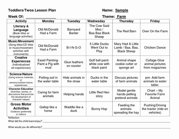 Infant Lesson Plan Template Awesome Provider Sample Lesson Plan Template