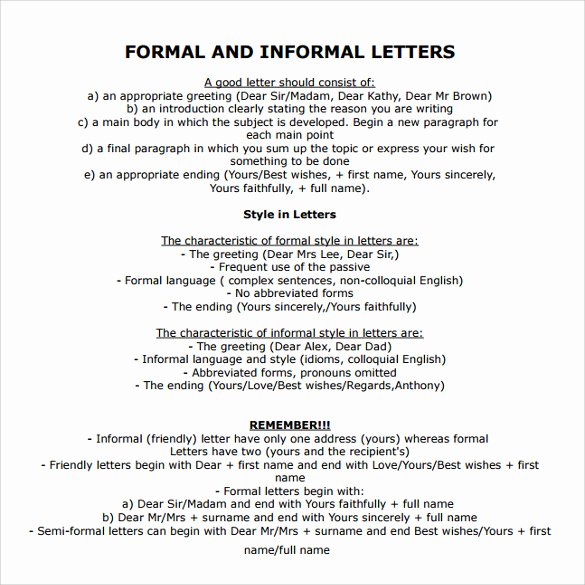 Informal Letter format Sample New Sample Ficial Letter formats 8 Download Free Documents